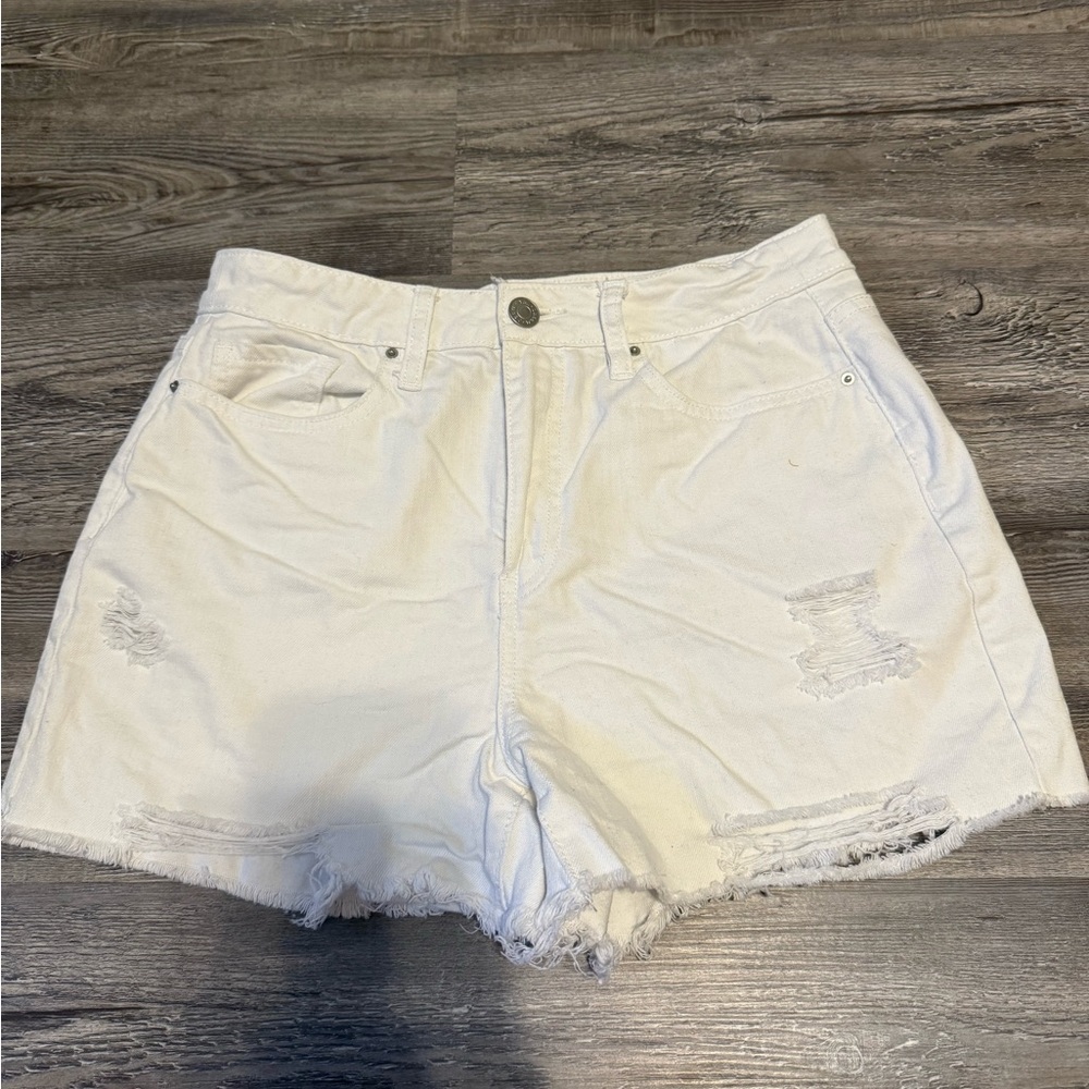 YMI White Jean Shorts Distressed High-Waisted